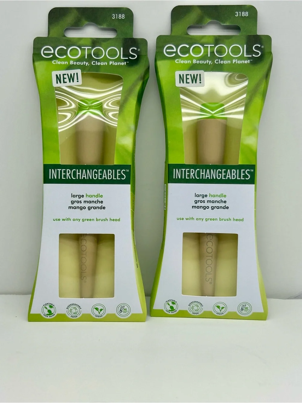 2 Pack ecotools Interchangeables Large Handle in Green and Tan